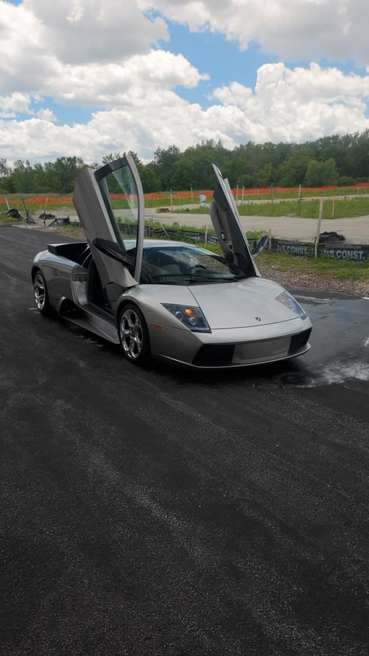 Silver Lamborghini Murciélago three-quarter view